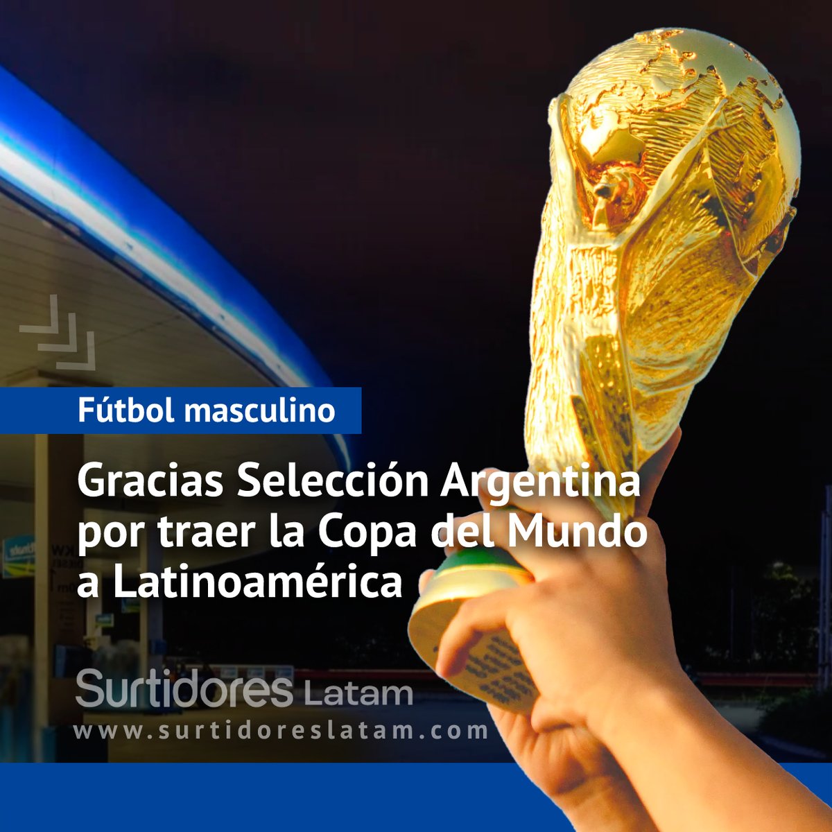 🏆 ¡Argentina se consagró como nuevo campeón del mundo! 

Luego de 20 años, la copa vuelve a Latinoamérica. Brasil había logrado el último título en 2002. 

El equipo de <a href="/SurtidoresLATAM/">SurtidoresLATAM</a> felicita a los argentinos por este hito. 

#Argentina #Scaloneta #Qatar2022