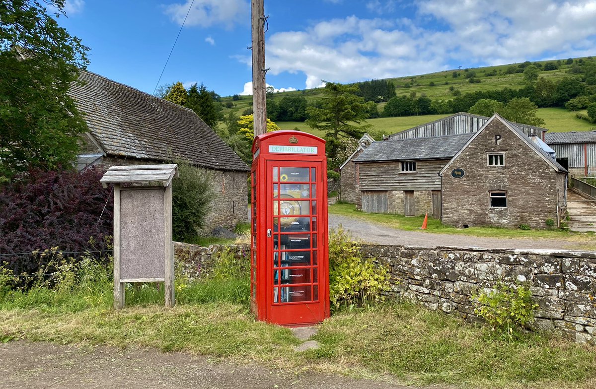 A rural box at Bettws in the Black Mountains of south east Wales, converted to a mini-library with defibrillator #TelephoneboxTuesday