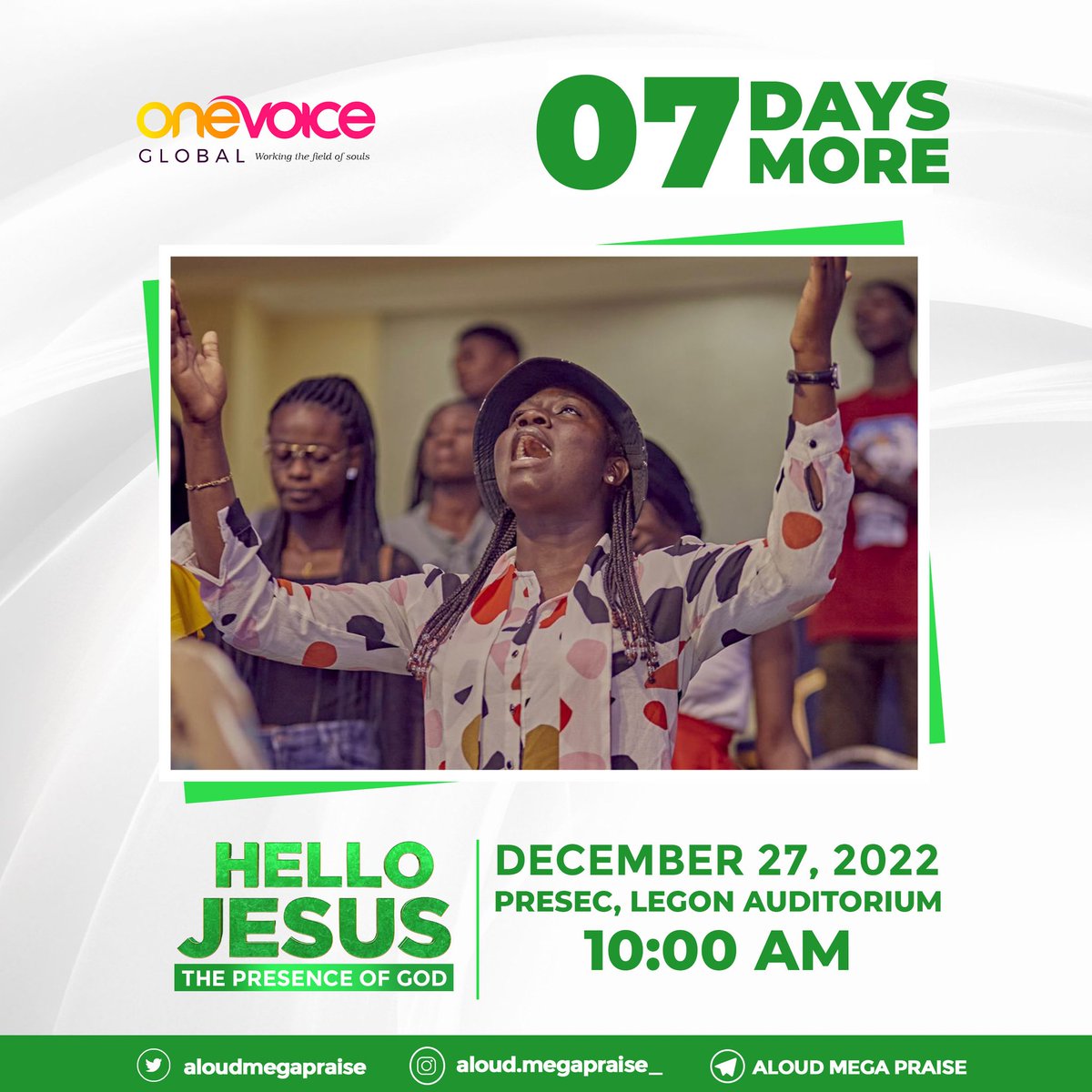 onevoiceglobal_'s tweet photo. Our countdown is still on and the big day is fast approaching.🥳
Grab your ticket via *713*33*588#
.
.
.
#thepresenceofGod
#helloJesus
#onevoiceglobal https://t.co/LqXScyig7K