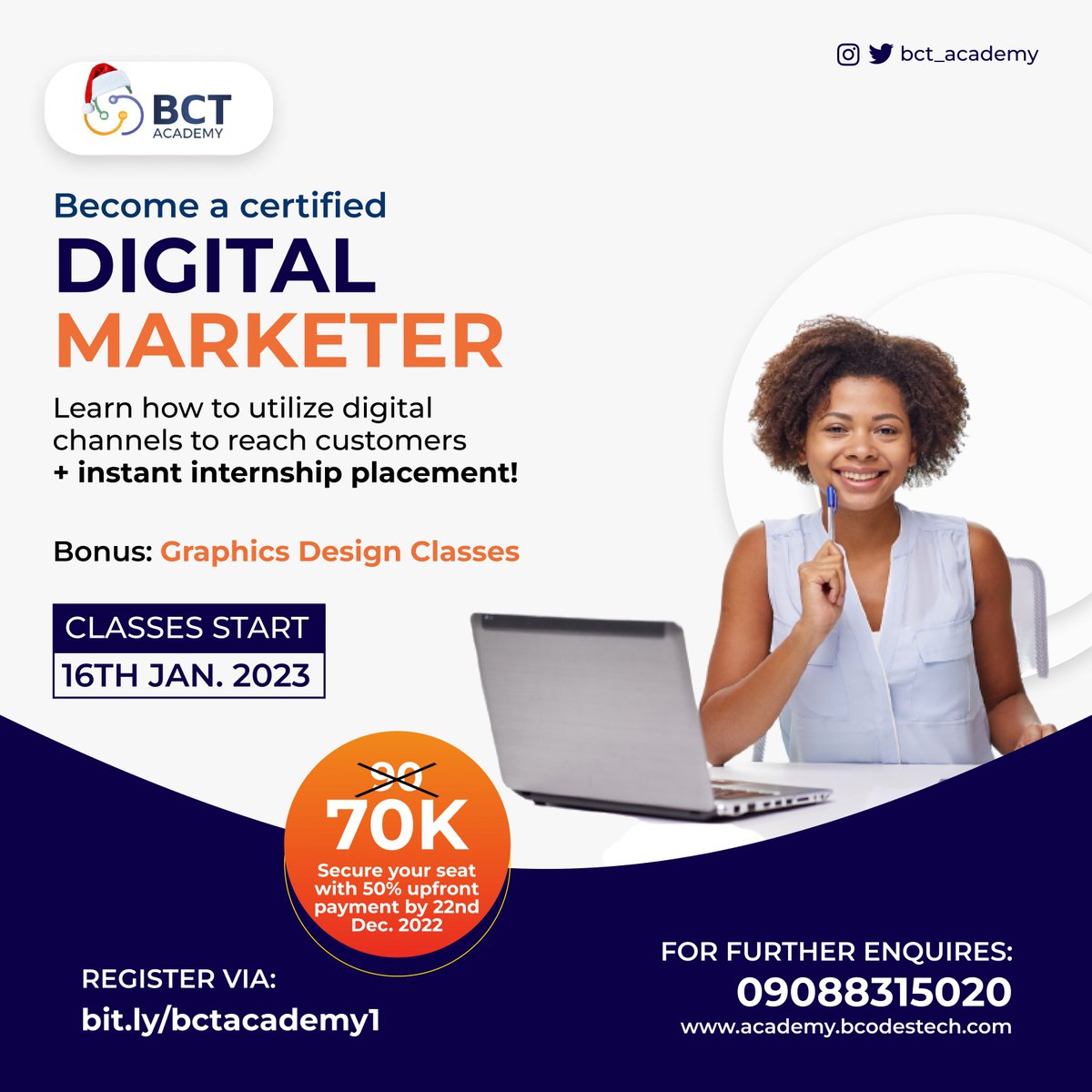 bct_academy's tweet photo. #techschoolinlagos #codingschoolinlagos #techdevelopment #ChristmasGiveaway https://t.co/5xJbHsuIkH