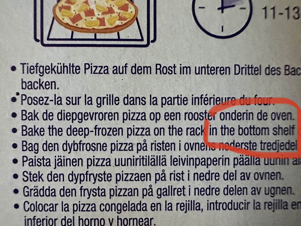 TIL: you’re supposed to put the pizza in the bottom shelf, not the middle one. 😮