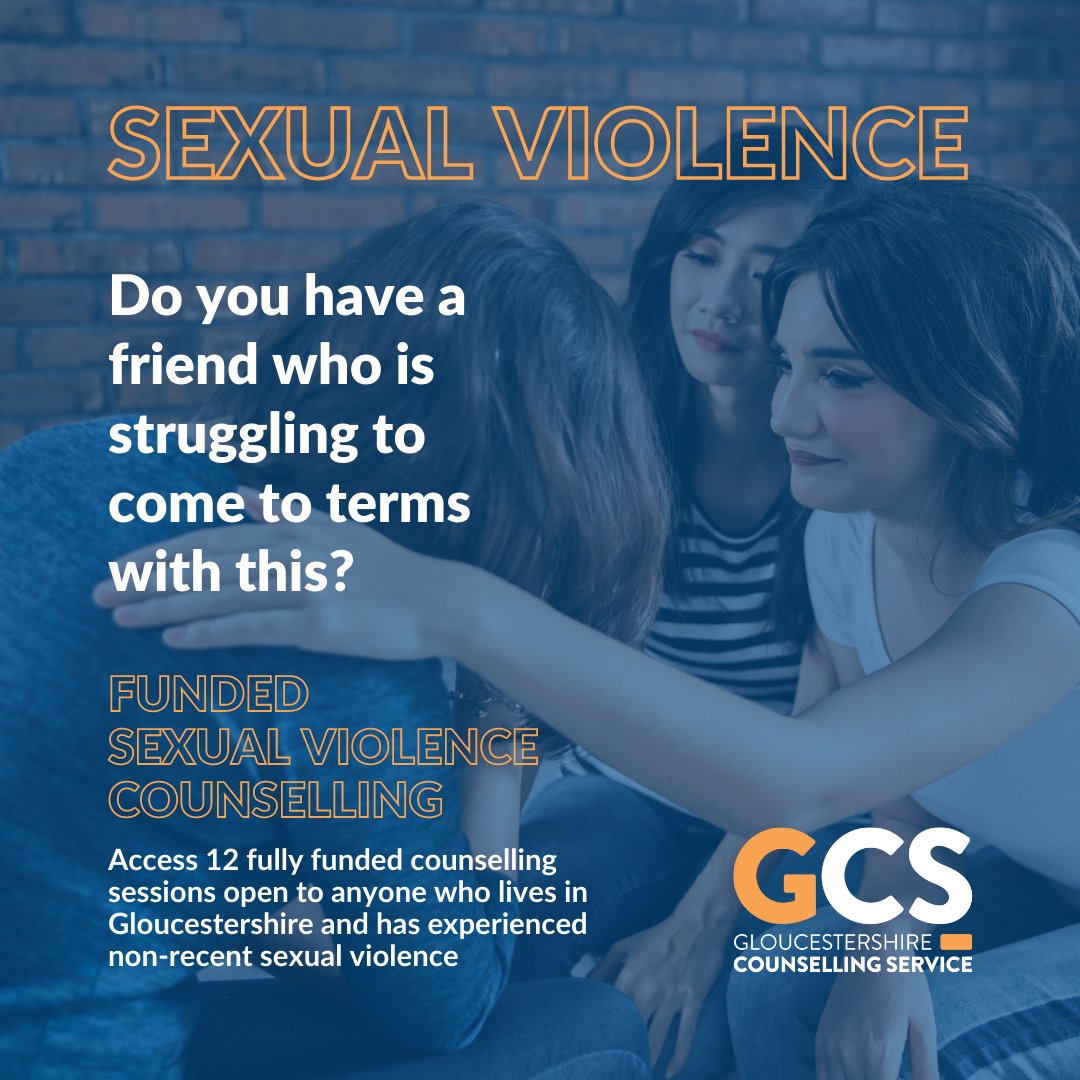 Do you have a friend who’s confided in you about something that happened in the past? Access funded counselling sessions for anyone who lives in Gloucestershire and has experienced non-recent sexual violence ow.ly/uQUQ50LWbpu #gloucestershire #sexualviolence #counselling
