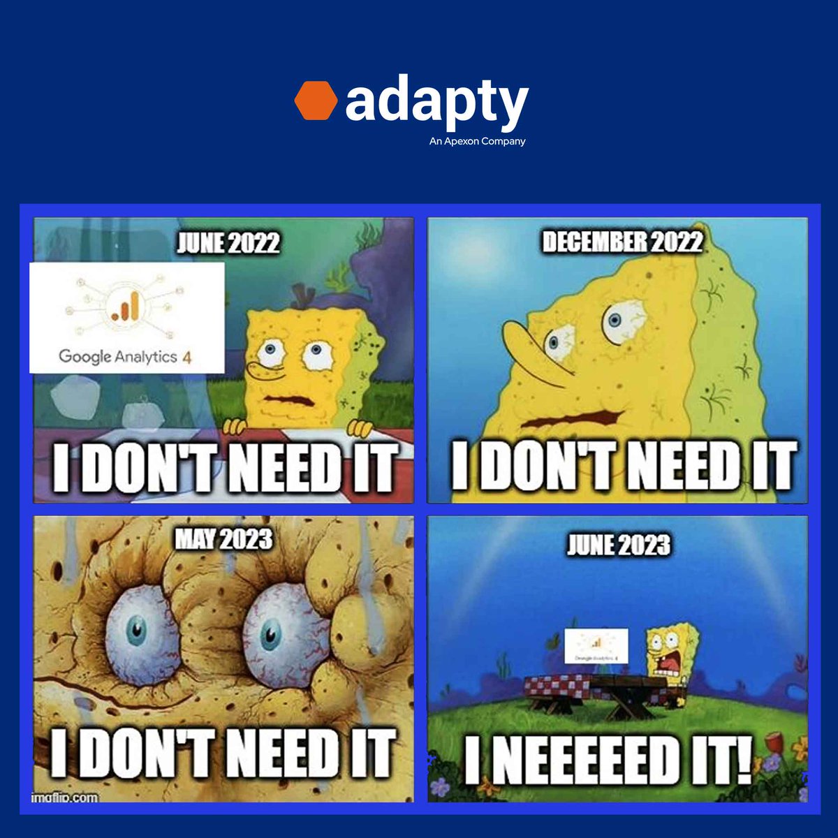 adaptyinc's tweet photo. A friendly reminder, Google Analytics 4 (GA4) will replace Universal Analytics completely from 1st July 2023!
NOW is the good time to setup GA4 for your #ecommercewebsite if you have not configured it yet! 
Contact our experts here https://t.co/giYpbhwOyw https://t.co/nwV6w6KEaI
