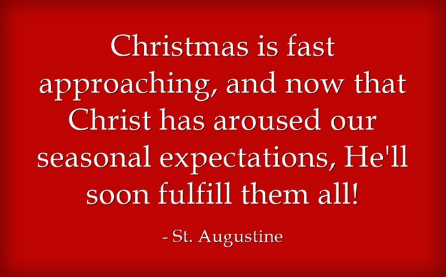 CbusCatholicMen's tweet photo. Christmas is fast approaching, and now that Christ has aroused our seasonal expectations, He'll soon fulfill them all!

- St. Augustine https://t.co/FLbVRea7iN