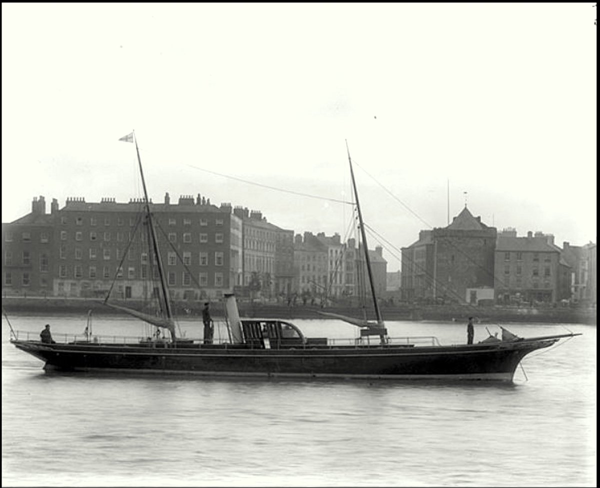 tidesntales's tweet photo. Another fabulous story in this year's @WfdHistSty journal David Carrolls story of the last ship built in the Neptune shipyard,  #Waterford the steam yacht Maritana, claimed at the time to be the "most beautiful yacht built in #Ireland " seen here off Reginalds Tower. NLI AH POOLE https://t.co/OzPeONyvWZ