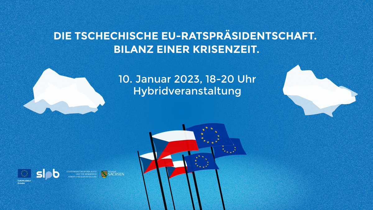 Heute schon an nächstes Jahr denken. In der Hybridveranstaltung diskutiert  Malte Pieper mit seinen Gästen, um sich einer Bewertung der tschechischen EU-Ratspräsidentschaft anzunähern, die von zahlreichen Krisen geprägt war. Zoomlink: us06web.zoom.us/j/83097681083