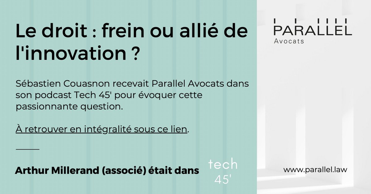 ArthurMillerand's tweet photo. Merci @SebCouasnon de m'avoir reçu dans ton podcast #Tech45 😄
🎧 Écoutez cette discussion pour :
👉 avoir un regard sur 10 ans de #frenchtech
👉 faire du #juridique un outil de #croissance #Growth
👉 avoir des #conseils concrets pour entreprendre https://t.co/pIQnG99Y7Q