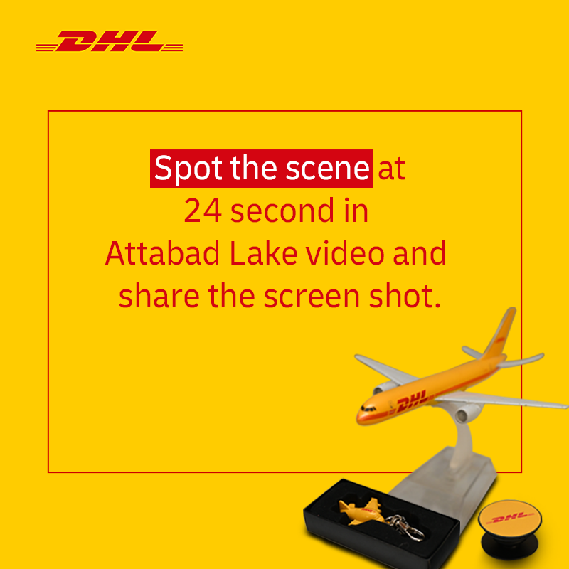 Win DHL Branded plane, phone holder and keychain by answering a simple question.
All you have to do is:
1. Watch Attabad Lake video and take a screenshot at 24 seconds.
2. Tweet your answer 
Here you go!
Wait for the announcement on our page.
#DHLExpressPakistan #Giveaway