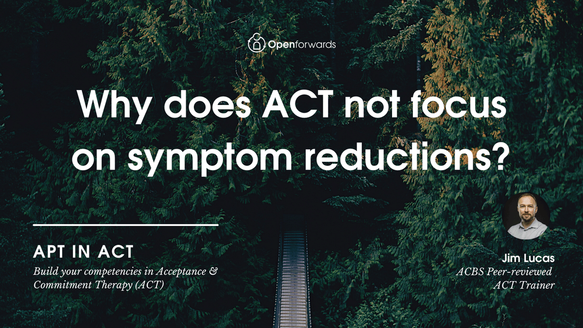 When practitioners discover Acceptance and Commitment Therapy, they are often surprised by the message that symptom reduction is not so significant.  
openforwards.com/psychological-…
#acceptanceandcommitmenttherapy #acttherapist #acttherapy #CBT #cbttherapy #cbttherapist #counselling