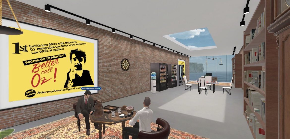 Experiencias #metaverso 
Hoy os contamos la historia de Oz. Oz es el primer abogado de inmigración en el metaverso y ofrece sus servicios de derecho de inmigración sobretodo para gente que este interesada en ir a Estados Unidos a través de su espacio en el metaverso.