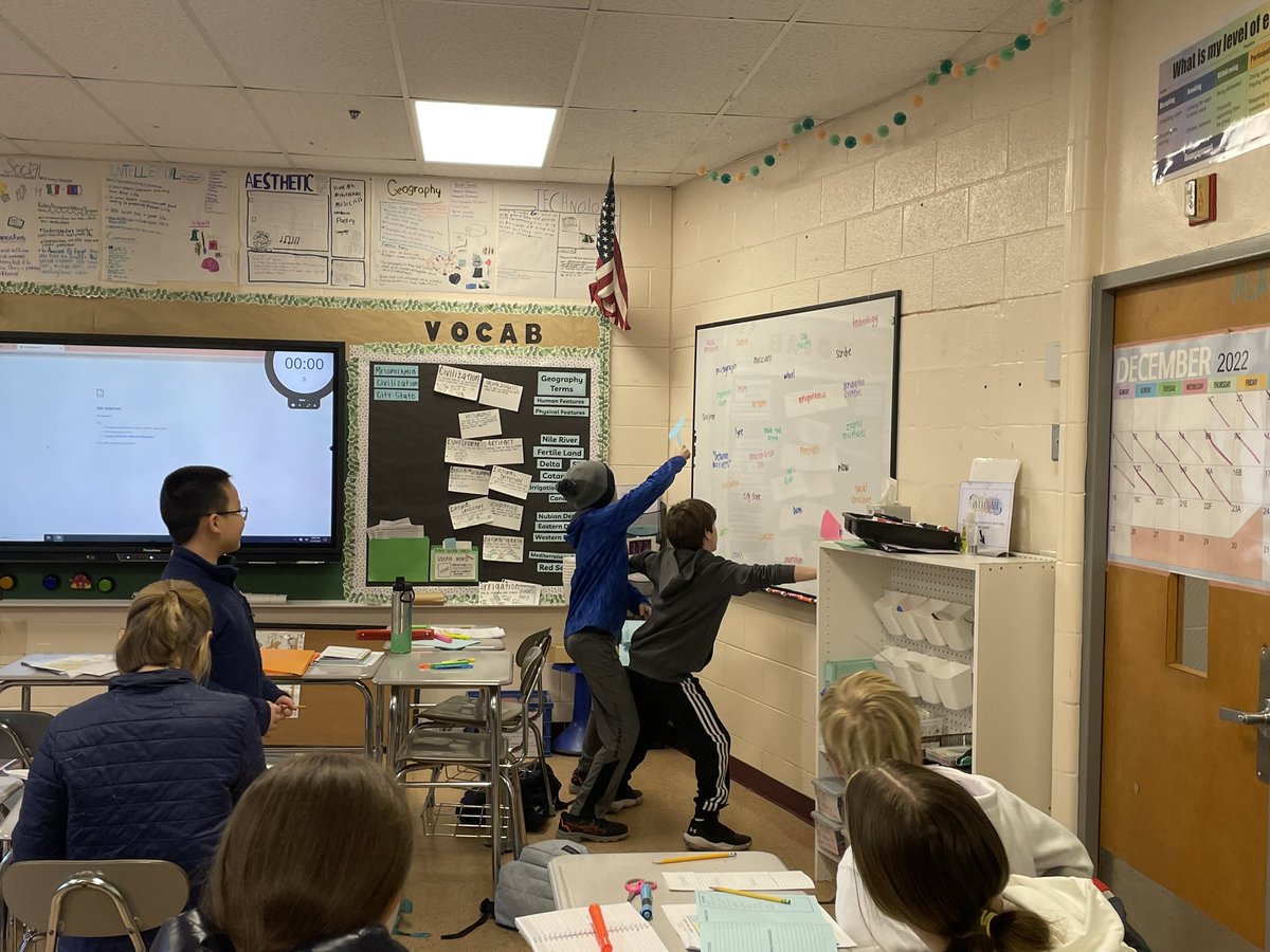DavidGusitsch's tweet photo. Students in Ms. Nelson’s #SaxeSS class with a little kinesthetic learning finding the correct answers on the white board. It was clear students were having fun while reviewing their learning! @SaxeMS https://t.co/f2YMXo1Z6i