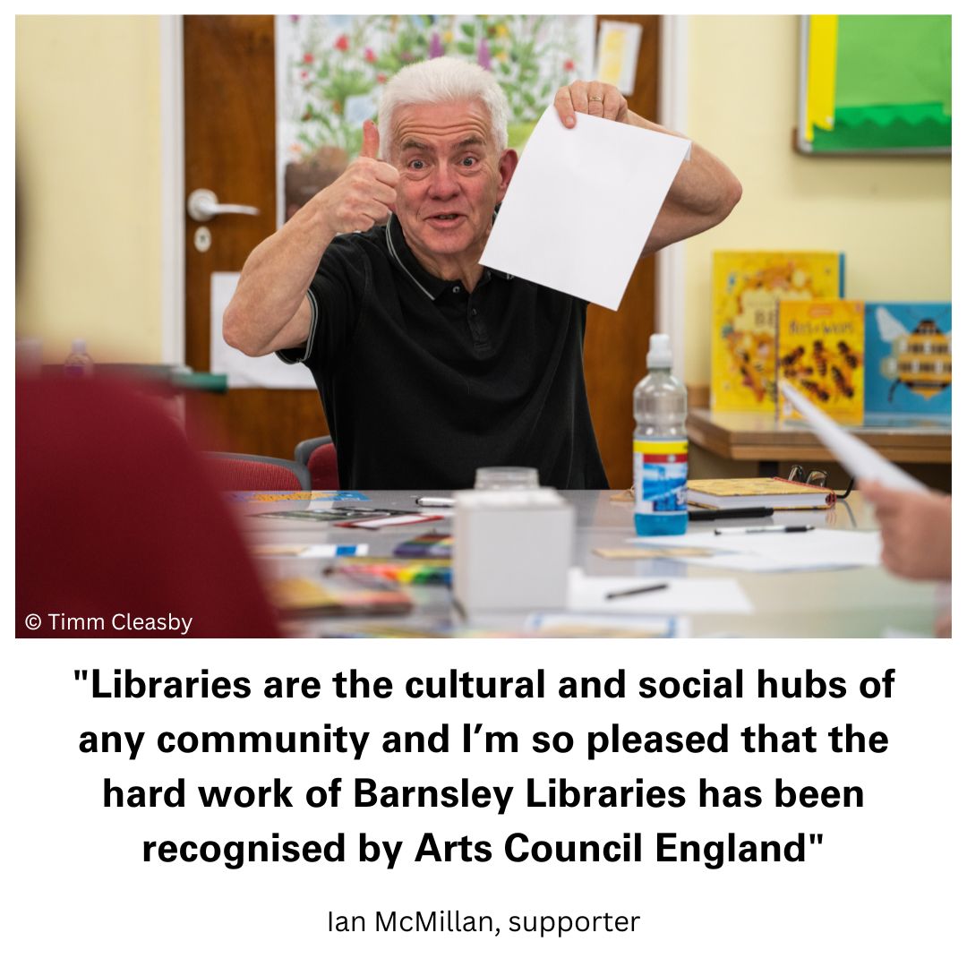 ace_thenorth's tweet photo. We recently announced over £383m investment for 2023-26 across the North, including support for 7 library services and @ASCELUK. Here’s what Ian McMillan, poet and avid supporter of @BarnsleyLibs, said: https://t.co/On28jmDVR7