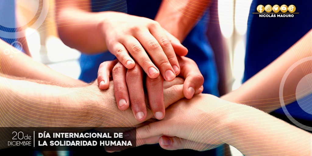 La solidaridad forma parte de la identidad venezolana y define nuestro Socialismo Bolivariano. La cooperación, la hermandad y la unión son fundamentales para lograr los grandes objetivos de la Patria. ¡Feliz Día de la Solidaridad Humana!