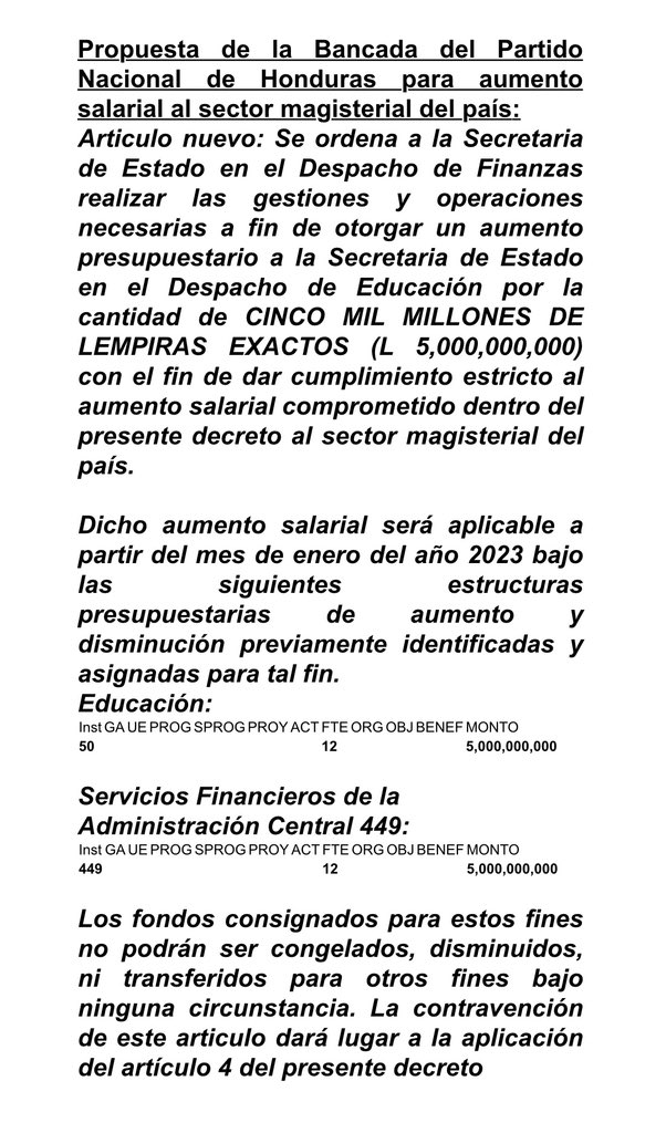 Los de Libre son expertos en mentir y manipular la gente,hoy están engañando al Magisterio sobre el aumento, en ninguna parte del presupuesto habla del aumento para el 2023, por eso la <a href="/Bancada_PNH/">Bancada Partido Nacional 🇸🇴</a> propone este artículo nuevo sea aprobado para que quede claro y seguro el aumento.
