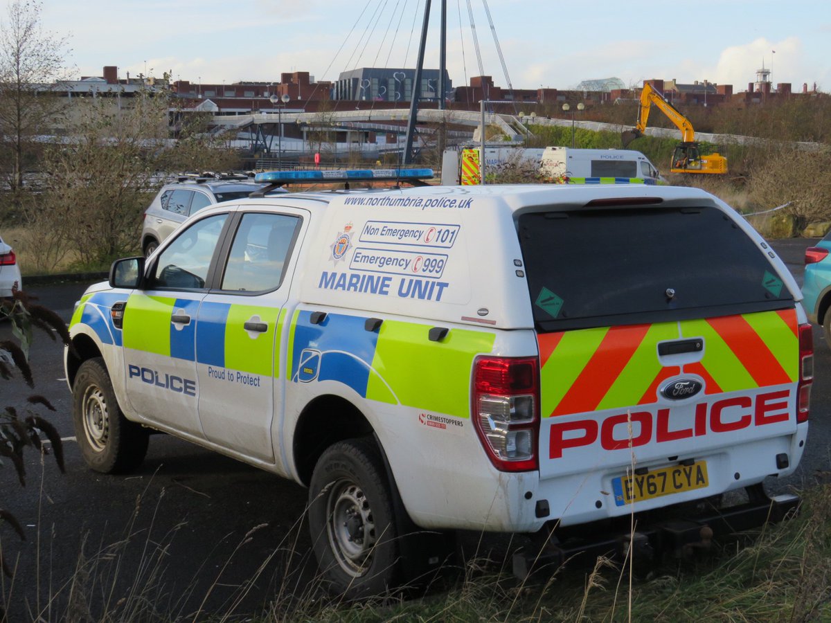 R2Images's tweet photo. Police officers are searching the River Tees in Stockton in connection with an on going investigation. Northumbria Police Marine Unit also assisting https://t.co/GTx50sDThD