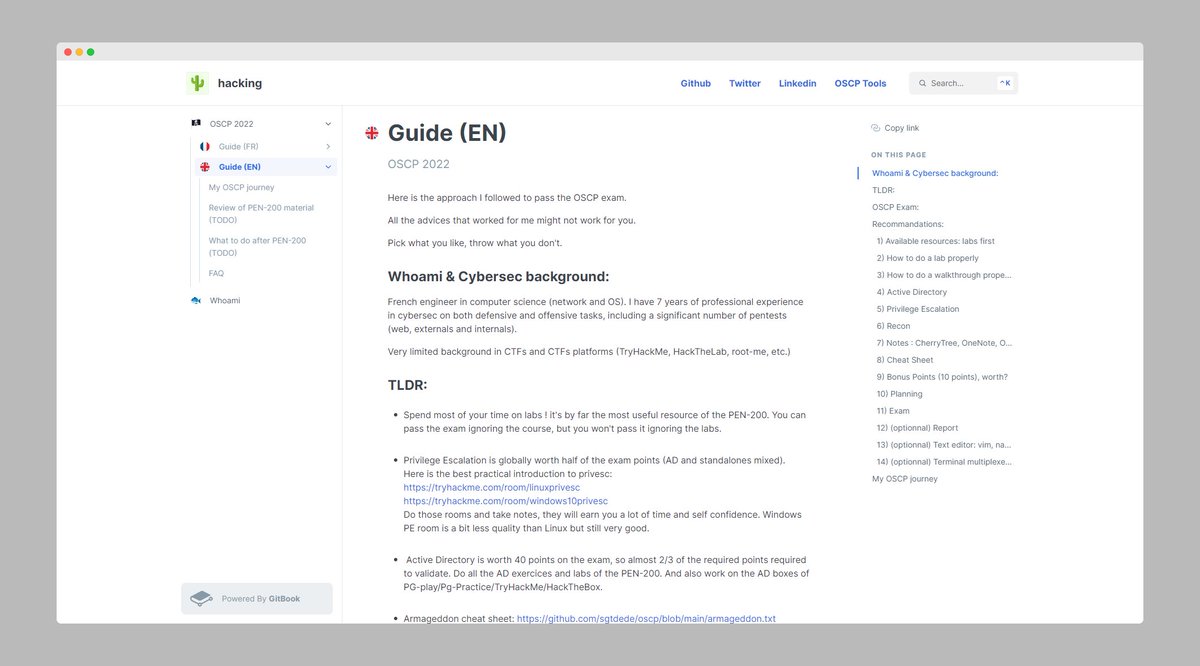thebinarybot's tweet image. ☃️OSCP Study Guide 2022☃️

A detailed and well formatted study guide for those who are preparing for OSCP in 2022/3.