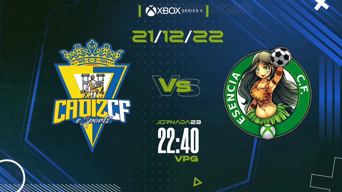 ⚔️ ¡Duelo por todo lo alto! 

Nuestro equipo de #Xbox se medirá al <a href="/EsenciaCF/">Esencia C.F.</a> 
esta noche 

1⃣
🏆 <a href="/VPG_Spain/">Virtual Pro Gaming España</a> 
⏰ 22:40h
💻 twitch.tv/cadiz_esportsx…

#VamosCádiz #fifa23
