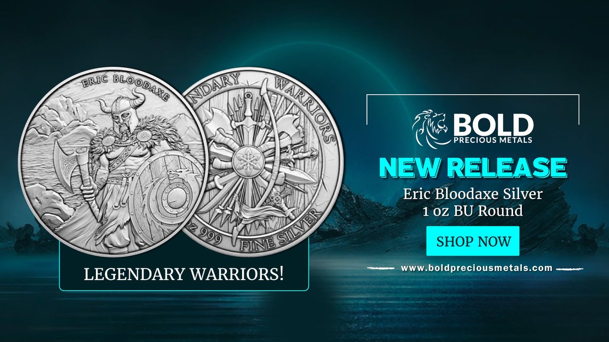 BOLD Precious Metals Brings you Legendary Warriors: Eric Bloodaxe Silver 1 oz BU Round this phenomenal inaugural release from the 'Legendary Warriors' series. Shop Now!!
  
boldpreciousmetals.com/product/3963/l…

#legendarywarriors  #ericbloodaxe #silverround  #BOLDPreciousMetals  #Silver