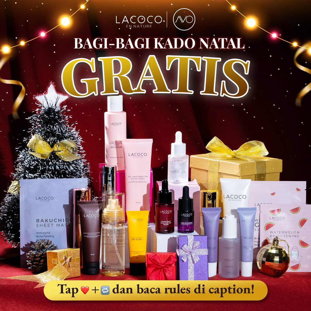 🎄BAWA PULANG KADO NATAL GRATIS🎄

Easy rules:
✨ Follow Twitter <a href="/lacoco_id/">Lacoco En Nature</a> &amp; <a href="/theavolife_id/">AVO Innovation Technology</a>
✨ Follow IG lacocoid &amp; theavolife (link di tweet selanjutnya)
✨ Ketik "Lacoco (spasi) produk pilihanmu!"
✨ Jangan lupa kirim bukti follow di reply ya!

Poin plus kalo kamu tap ❤️ + 🔁!