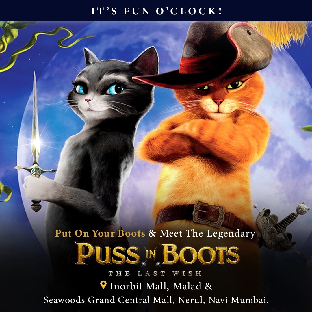 UniversalIND's tweet photo. Your amigos, Puss in Boots, Kitty Softpaws, and Perro are waiting for you #InorbitMalad and #NexusSeawoods
📍Mumbai

Are you ready to enjoy a purrfect time with them? 🤩🥳 https://t.co/cmVHr55fe0