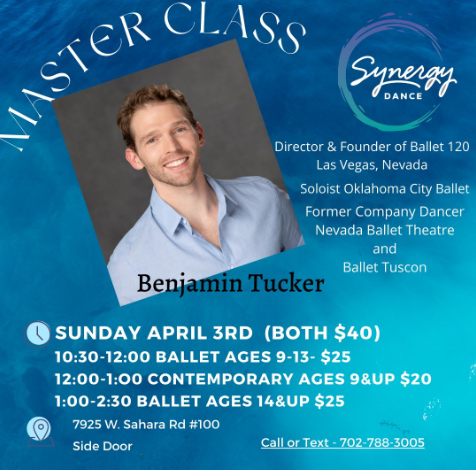 synergydancelv's tweet photo. Synergy Dance (PDC) is hosting Master Class with Ben Tucker Sunday April 3rd.
Register online through parent portal or Call/text us to register 702-788-3005
https://t.co/EY0bThrLwh
#masterdanceclass #dancelv #ballet #synergydancelv https://t.co/VTL7KyALfY