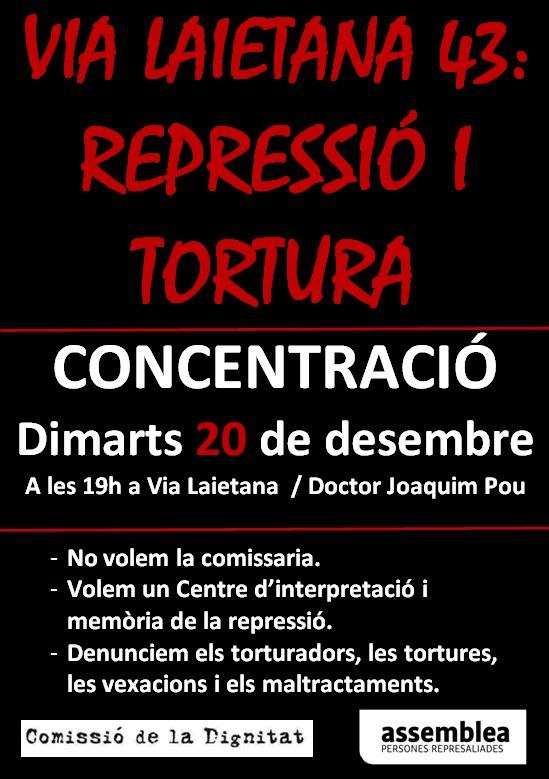 📣📣📣 La comissaria de Via Laietana, segons el ministeri de l'interior, no existeix. Doncs que facin fora els ocupes! 🛑AVUI A LES 19H TOTHOM A VIA LAIETANA 43!