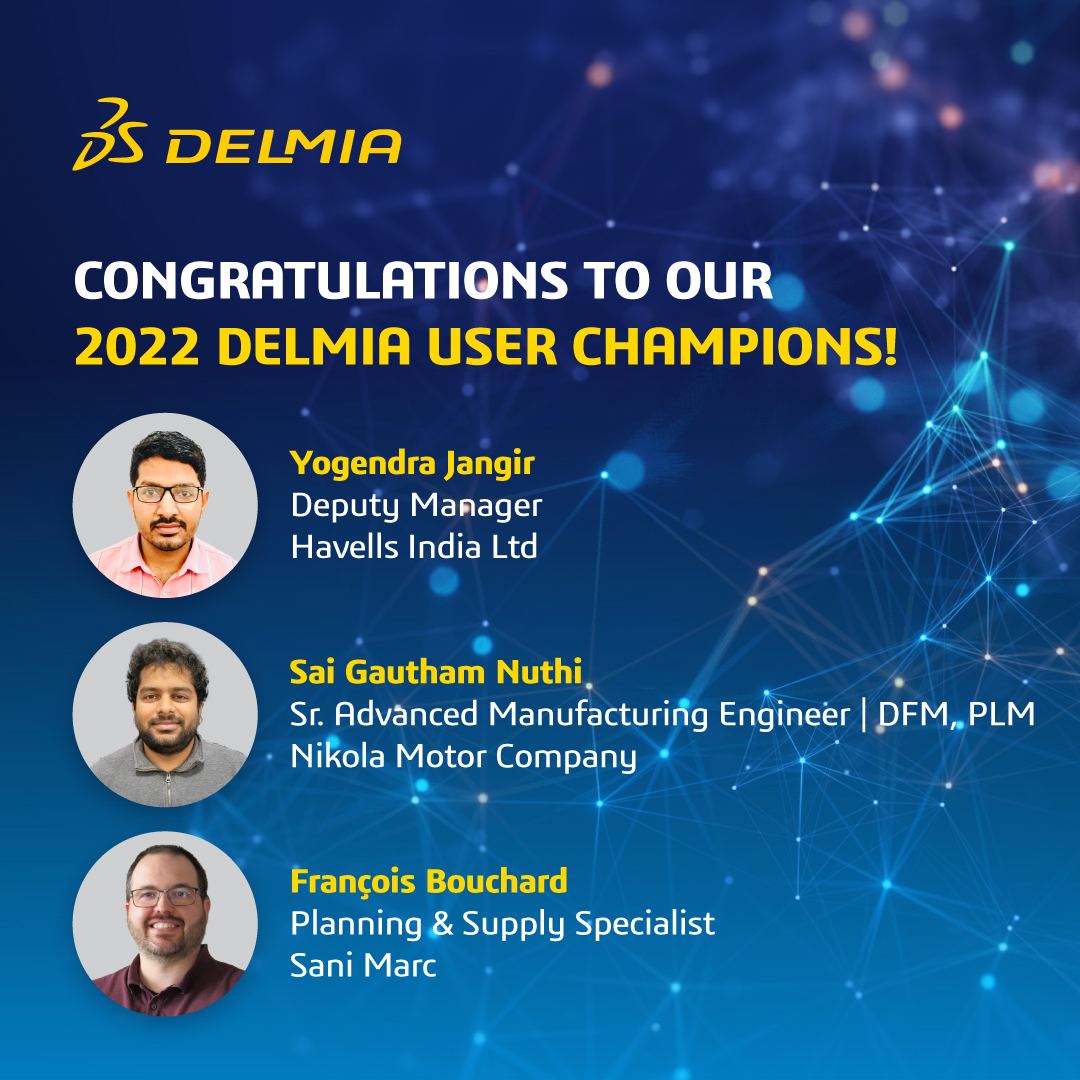 3DSdelmia's tweet photo. 🎉 We welcome and congratulate all our new DELMIA User Champions! 

Join our community and be a part of the program to access exclusive benefits, get free certified training and network with industry peers. Learn more : https://t.co/Ytwu4Q5wmH

#UserChampion https://t.co/kLOJUyPzWF