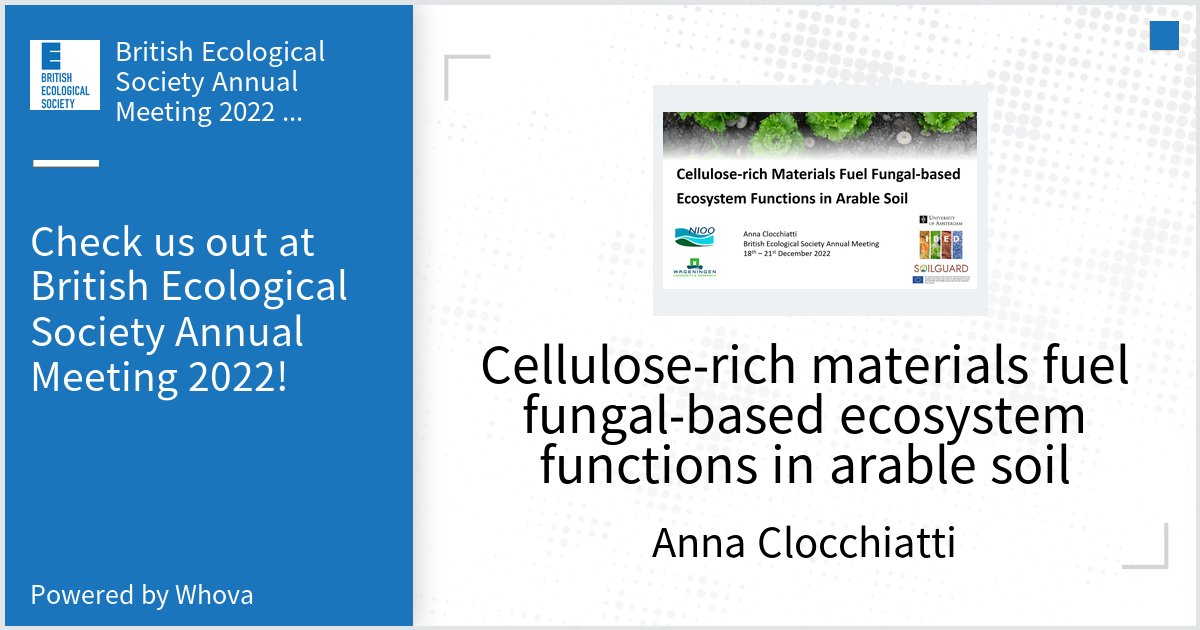 Having a downtime at #BES2022? I can hardly imagine. Curious about what saprotrophic fungi can do in arable soils, when activated? Then come check out our Online Talk via #Whova event app