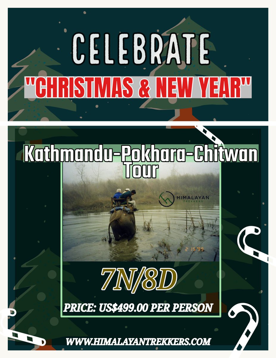 HTrekkers's tweet photo. Celebrate "Christmas and New Year" with @HTrekkers .

Departure on 22 and 27 Dec.

#travelinnepal #htrekkers #himalayantrekkers https://t.co/hVumzIBMEM