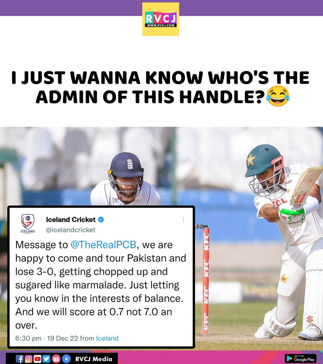 RVCJ_FB's tweet photo. Iceland Cricket!!🤣🤣 https://t.co/CLeaP9HZF0