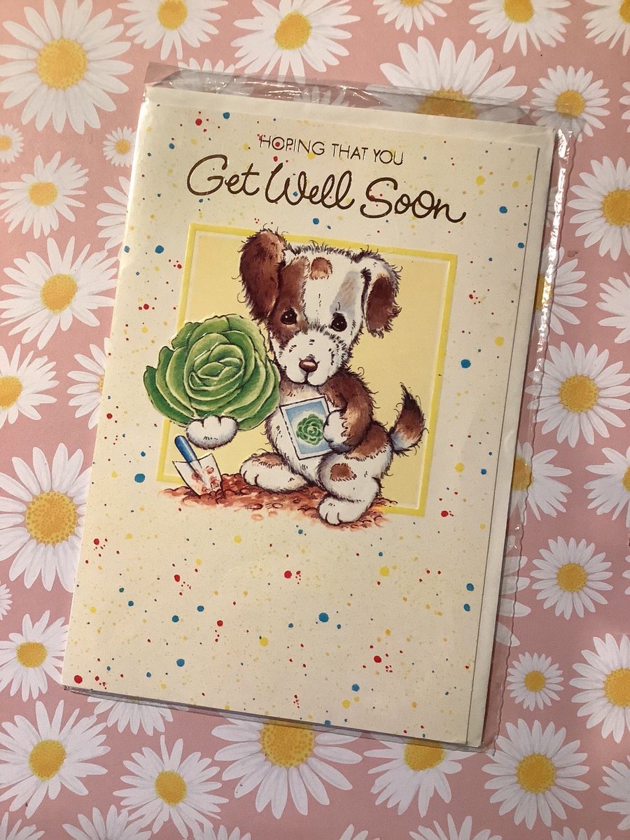 WatsonsVintage's tweet photo. NEW LISTING I only have ONE of these Adorable #GetWellSoon #Cards available in my #etsyshop RARE #Vintage Circa #1980s 'Hoping That You Get Well Soon’ Card - Cute 'Gardening' Dog Design - Sweet Greeting/Verse  - A Card To Treasure https://t.co/glhzAZOOlx #CuteCard #DogDesignCard https://t.co/4Qkvy2RJw5