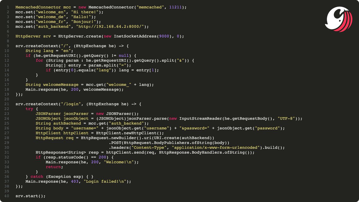Sonar_Research's tweet image. Can you spot the vulnerability? #codeadvent2022 #Java
Complex systems are often composed of multiple services communicating with each together. Can you determine how an attacker can leverage this architecture here?
sonarsource.com/knowledge/code…