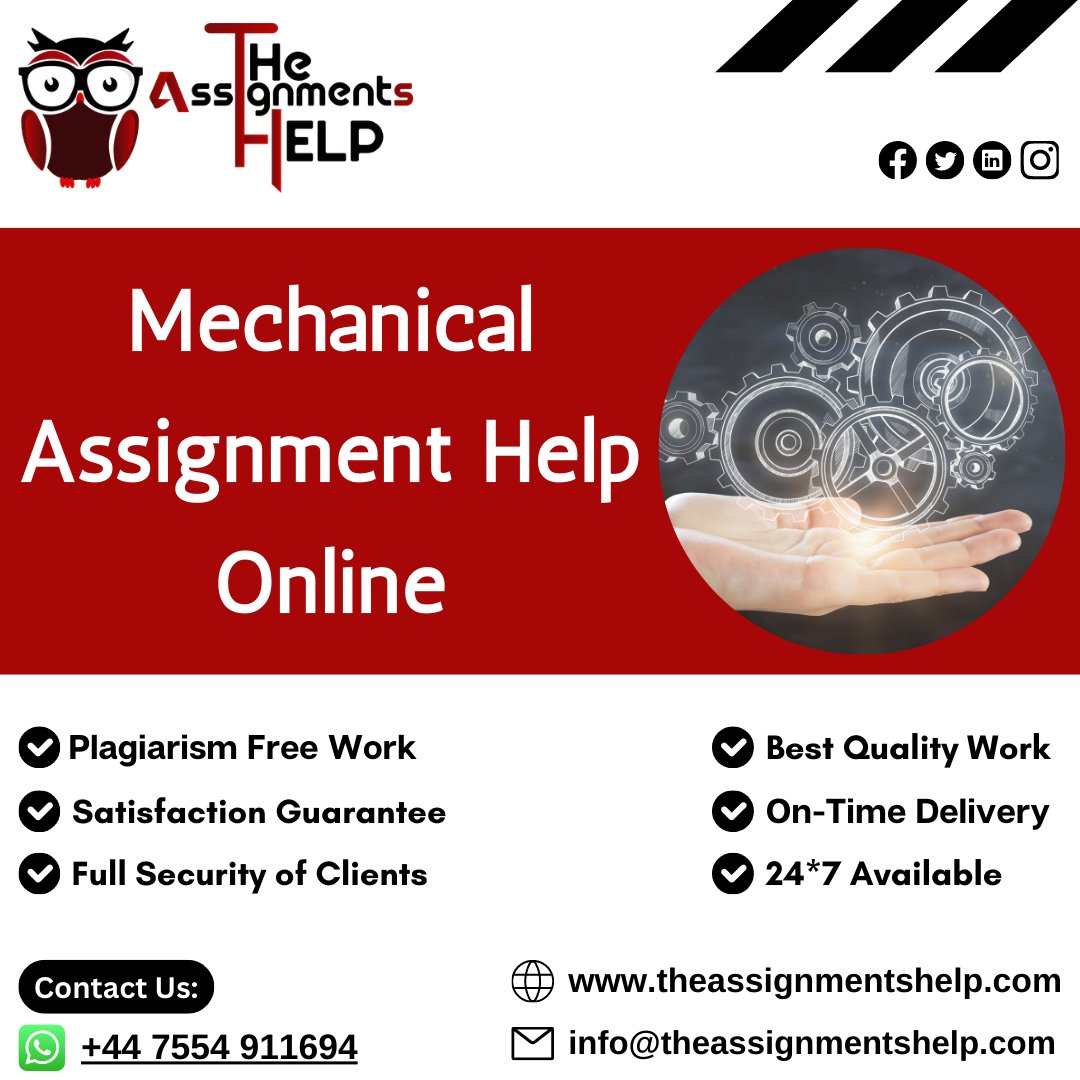 tasignmentshelp's tweet image. Be confident! Because you choose our Mechanical Engineering Assignment Help services.
Order Your Task Now.
#Mechanical #Mechanicalassignmenthelp #mechanicalengineering #mechanicalengineeringassignmenthelp #onlineassignmenthelp #writingassignment #writinghelp #theassignmentshelp