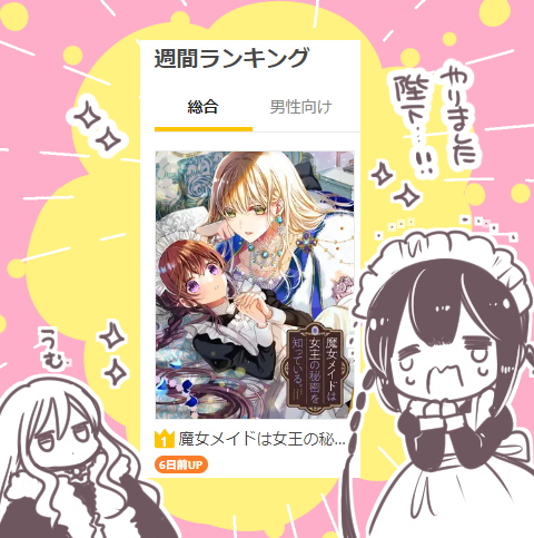 Pixivコミックさんで魔女メイドが週刊ランキング1位でした!読んで下さった皆様ありがとうございます!!
最高のクリスマスプレゼントになりました😭✨