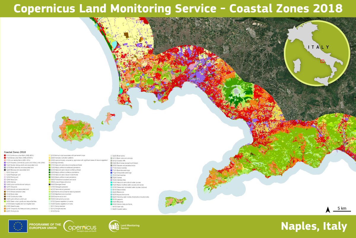 Copernicus EU (@copernicuseu) on Twitter photo 40% of the 🇪🇺 population lives within 50 km of the sea & is threatened by the effects of #ClimateChange
Discover how the <a href="/CopernicusLand/">Copernicus Land Monitoring Service</a> Coastal Zones product contributes to monitoring such fragile areas land.copernicus.eu/local/coastal-…
⬇️Coastal zones dataset over the Campania region🇮🇹 40% of the 🇪🇺 population lives within 50 km of the sea & is threatened by the effects of #ClimateChange
Discover how the <a href="/CopernicusLand/">Copernicus Land Monitoring Service</a> Coastal Zones product contributes to monitoring such fragile areas land.copernicus.eu/local/coastal-…
⬇️Coastal zones dataset over the Campania region🇮🇹