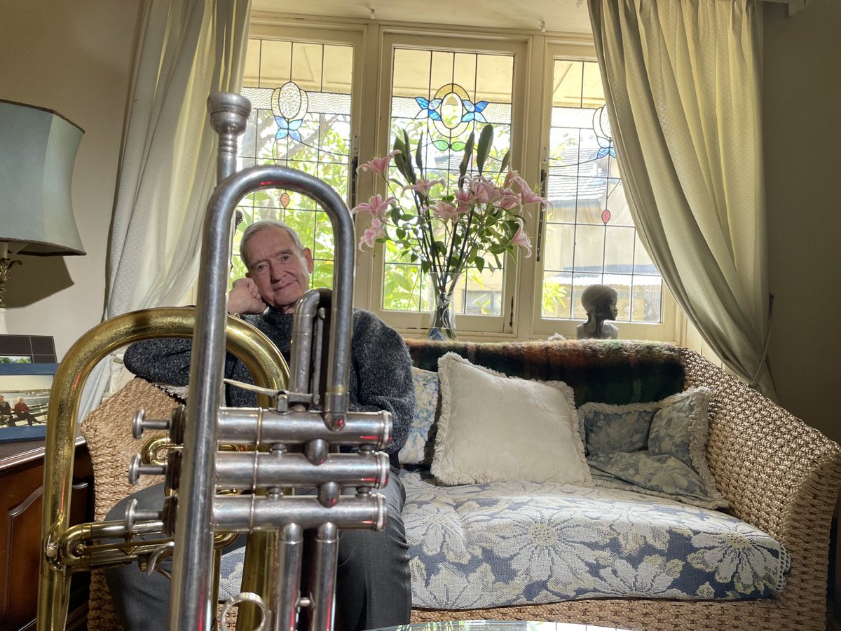 DanConifer's tweet image. At the age of 90, trumpeter Billy Burton is still blowing up a storm at gigs across Sydney.

My story on a musical legend coming up in a few minutes on @abc730.