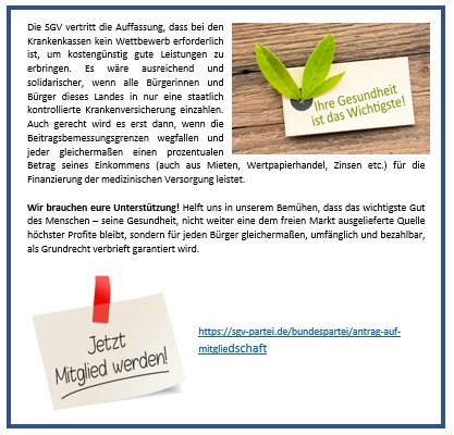 Kranke Kasse
Ein Beitrag von Marcus Igla 
#krankenkasse #gesundheit #beiträge #pflege #vorsorge #grundrecht #beitragbemessungsgrenze 
Den Beitrag finden Sie auch auf unserer website: 
sgv-partei.de/fileadmin/cont…