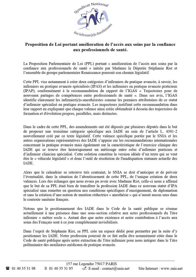 SNIA75's tweet photo. 📣[Communiqué SNIA] 19/12/2022
- Projet Parlementaire de Loi porté par @stephanie_rist -
[Cc @yannickneuder @didierlegac @DeputesRE @Republicains_An @socialistesAN @deputesPCF @EELV @NUPES_2022_ @senateursPS @senateursRDPI @lesRep_Senat @senateursCRCE @Mouiller_P ] https://t.co/OZ8BBvM0uX