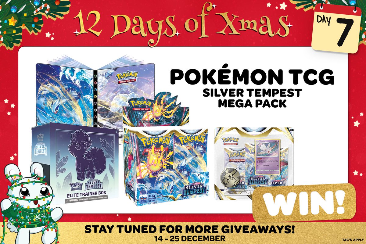 EBGamesAus's tweet image. It's day 7 of our 12 Days of Xmas giveaways! 🧢

For your chance to #WIN an ultimate Pokémon TCG Silver Tempest prize pack, make sure you’re following us, like this post and tell us which Pokémon card you’re on the hunt for! GOOD LUCK!

Giveaway T&amp;amp;Cs: bit.ly/3bEBuB0