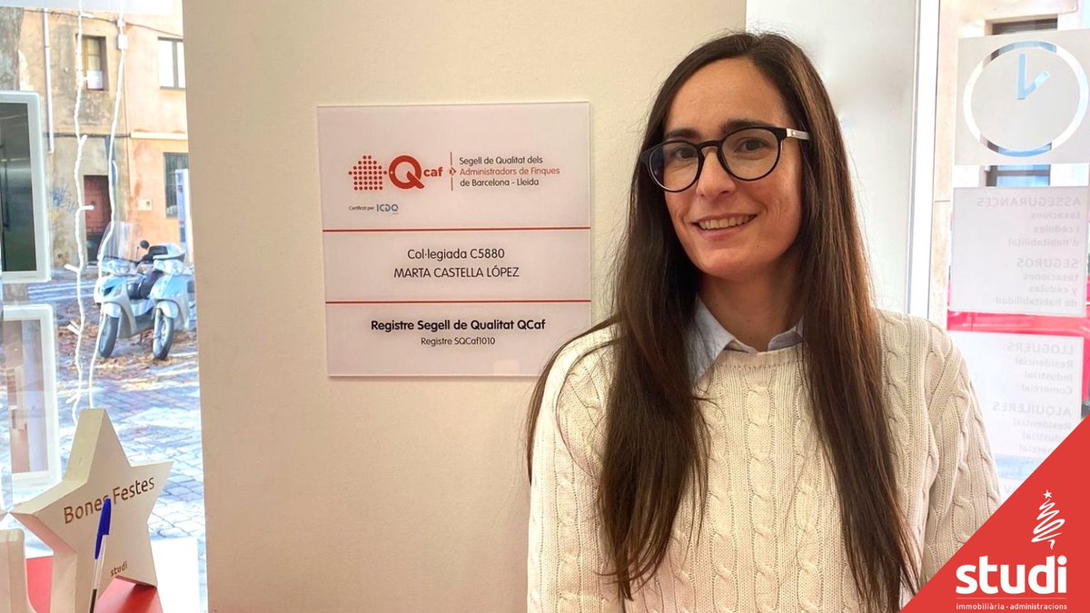 Studi_Mataro's tweet photo. La Marta Castella,la nostra #administradora col·legiada, ha obtingut el Segell de Qualitat del Col·legi d'Administradors de Finques que acredita com a professionals amb experiència, formació i capacitació.A Studi sabem com administrar la teva tranquil.litat. Parlem? #Mataró #QCaf https://t.co/aBd4V1YUz8