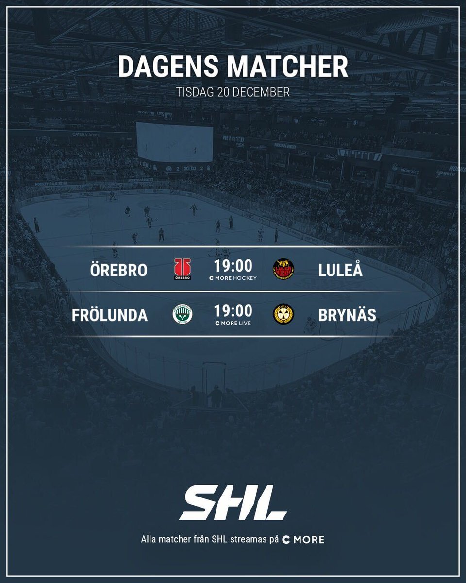 SHLse's tweet photo. Läs mer om kvällens matcher på https://t.co/tiEXbwvJ4I📲
Båda matcherna kan du se hos @cmoresport📺
#SHL #twittpuck #ishockey #svsshl #ÖRELHF #FHCBIF https://t.co/T1QQ9cwm2Q