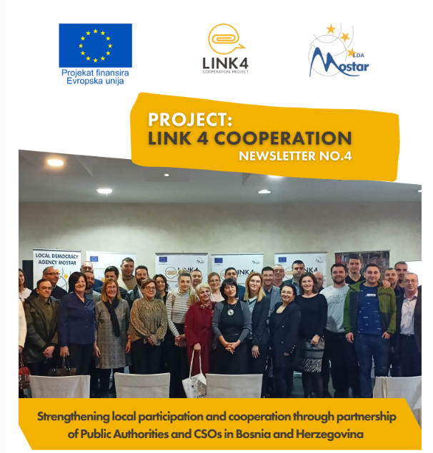 The Newsletter n. 𝟰 of the project Link4Cooperation brings an overview of our activities.
More on🔗bit.ly/3Wx7xad

#CSOs_and_LocalAuthorities #goodgovernance #eubih #buildingcapacities #localnetworking #link4cooperation #newsletter #ELoGEBiH #LAP #ForumPrijedor