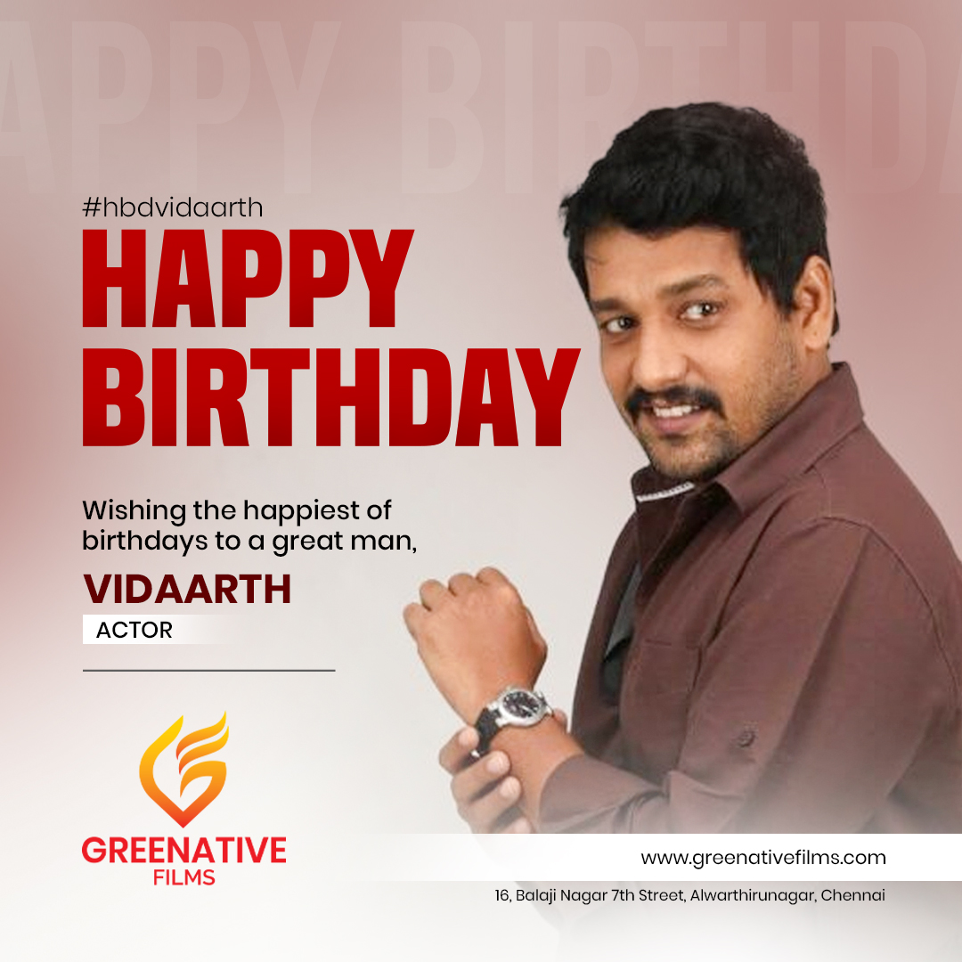 Greenativefilms's tweet photo. Wishing the happiest of birthdays to a great man @vidaarth_actor https://t.co/MSeQj6sbF7