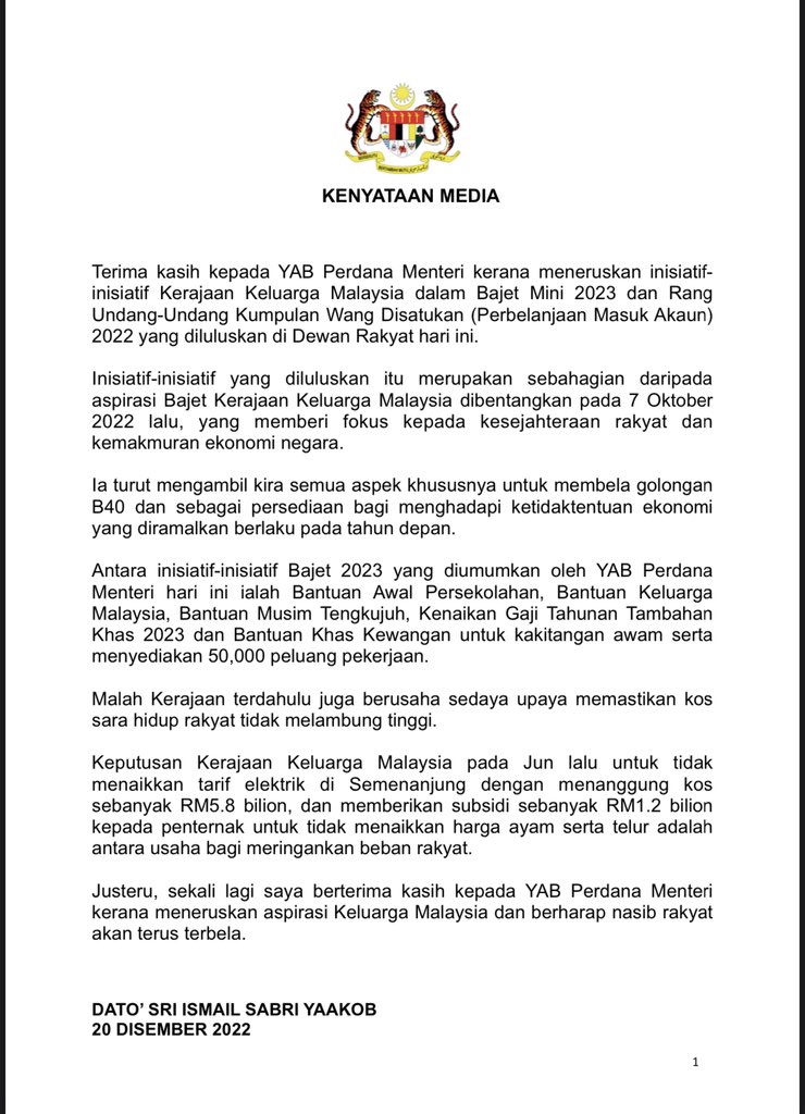 Ismail Sabri (@ismailsabri60) on Twitter photo 
