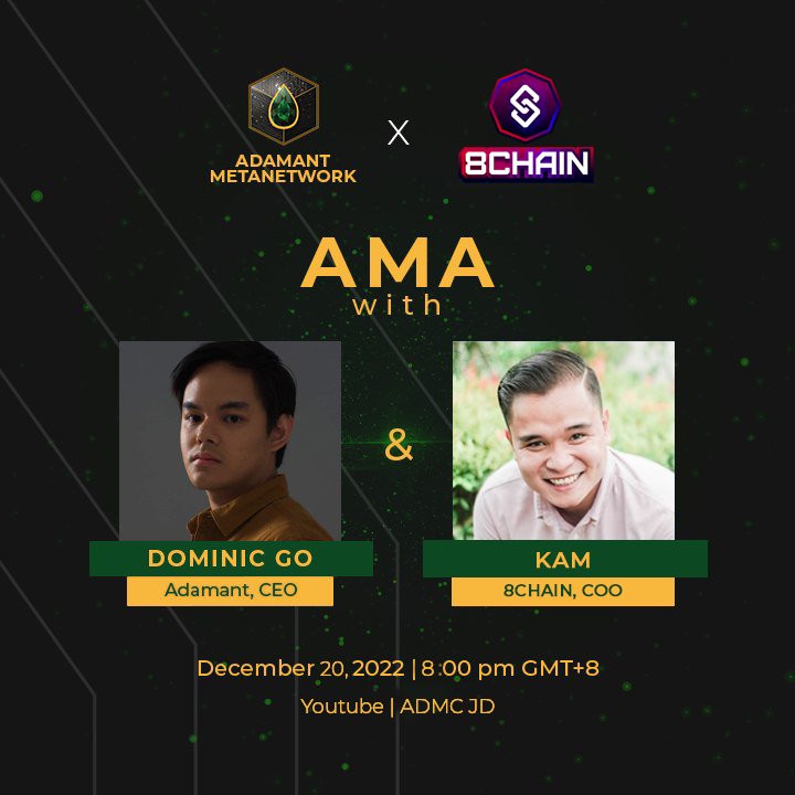 What makes 8CHAIN a great partner? We're answering that tonight with our AMA! At 8:00 PM PHT, watch Dominic Go and Kam live on youtube.com/channel/UCECu7… Prepare your questions now and see you later! ✨