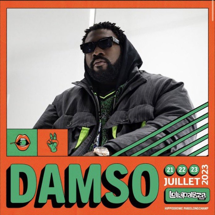ThisIsDamso on X: Le rappeur Damso figure emblématique du rap francophone,  sera présent au Lollapalooza festival Paris en juillet 2023.🖖🏾   / X