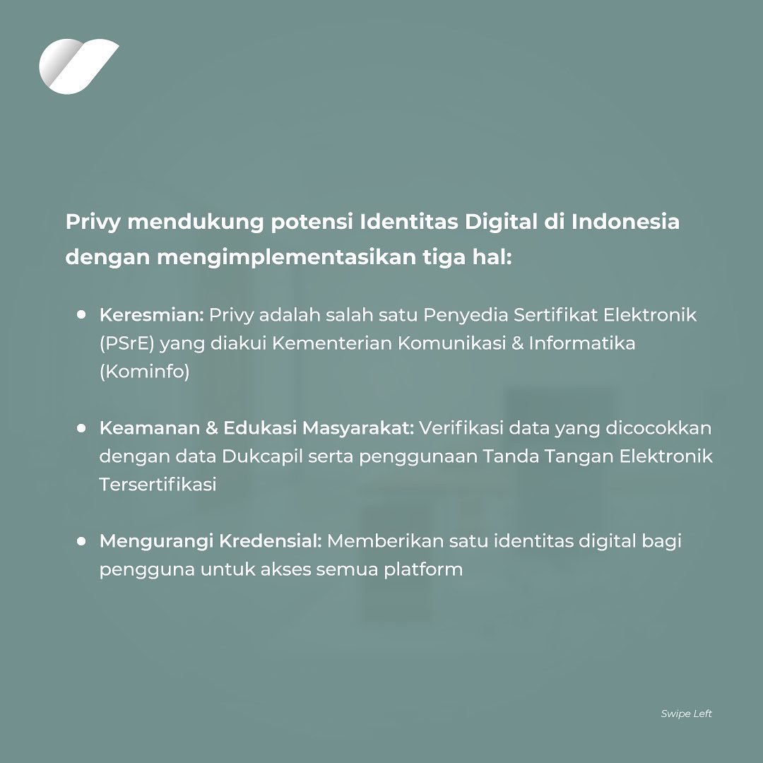 PrivyID's tweet photo. Penerapan Identitas Digital nyatanya memiliki banyak manfaat, baik untuk perseorangan maupun perusahaan.
Mari dukung potensi identitas digital di Indonesia dengan menggunakan sertifikat elektronik resmi dan tanda tangan digital terverifikasi di Privy.
#PrivylegeForEveryone https://t.co/hKu7NuGqrJ