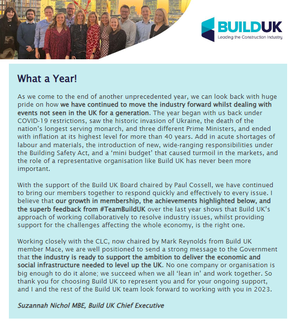 ICYMI, the final Build UK update of 2022 contains a summary of our highlights from the last 12 months.

Find out more about how #TeamBuildUK has continued to move the industry forward below:

mailchi.mp/builduk/build-…