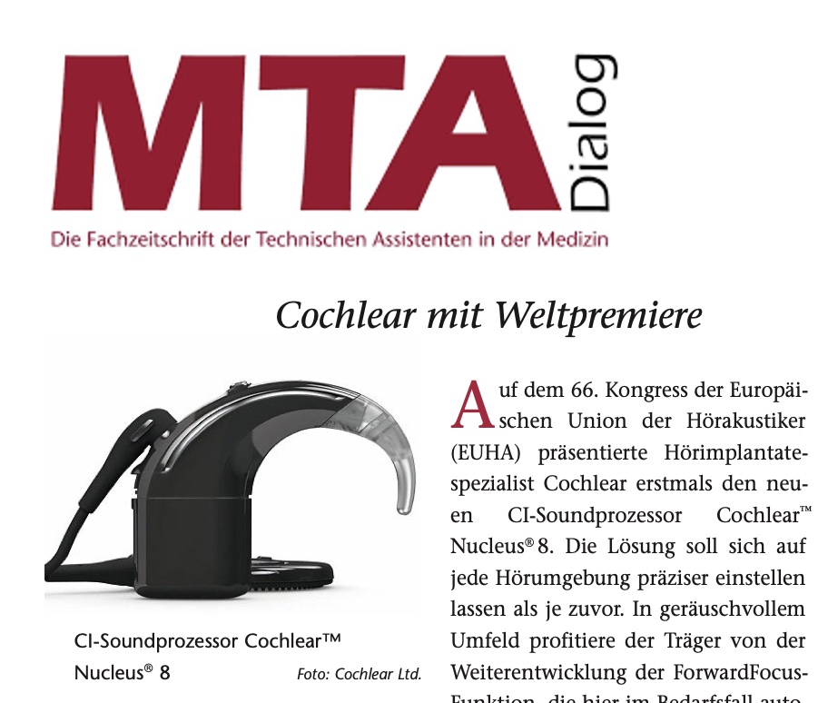 Der Soundprozessor Cochlear™ Nucleus® 8 ist kleiner, smarter und besser vernetzt – auch die neue MTA Dialog informiert über den neuesten CI-Soundprozessor von <a href="/CochlearDe/">Cochlear Deutschland</a> @Cochlear_EMEA <a href="/CochlearGlobal/">Cochlear</a>  

presse-de.cochlear.com/pressreleases/… 

#taubundtrotzdemhoeren
