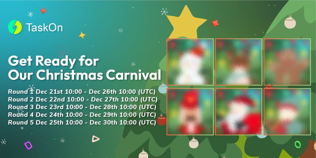 taskonxyz's tweet photo. 🎄🎅❄️ As Christmas is approaching, we have invited Santa and his mysterious little friends to our Christmas Carnival!  
 
☃️They’ve prepared several rounds of surprises for you, powered by #TaskOn’s favorite partners!
 
🎉Are you excited as we are? Comment below and let us know! https://t.co/MAFizeECke